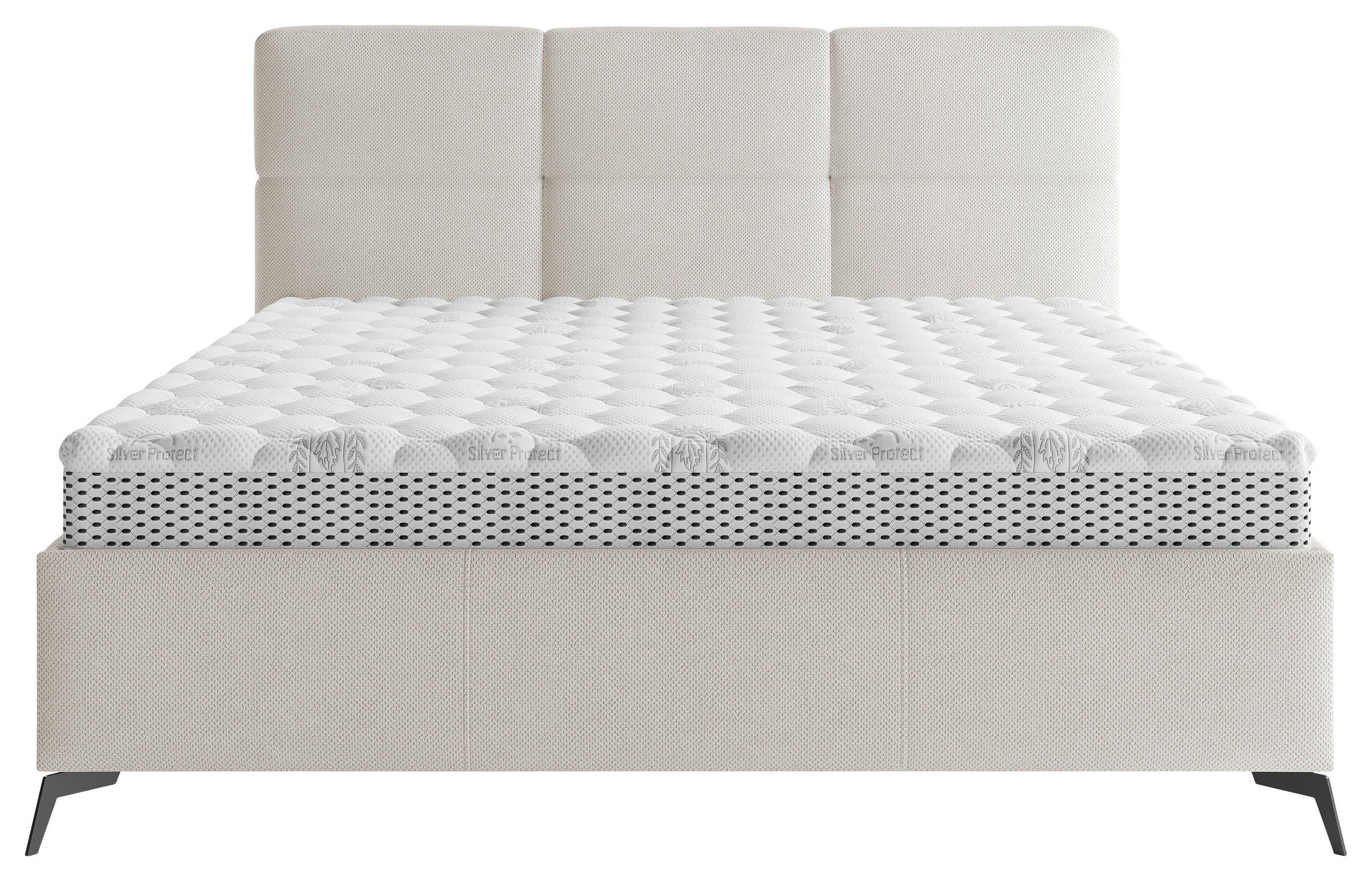 POLSTERBETT gepolstertes Kopfteil, Lattenrost 160/200 cm  in Creme  - Creme/Schwarz, MODERN, Holz/Textil (160/200cm) - Boxxx