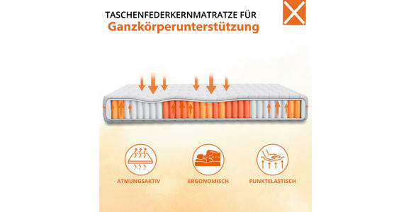 TASCHENFEDERKERNMATRATZE 90/200 cm Höhe ca. 22 cm  - Weiß, Basics, Textil (90/200cm) - Xora