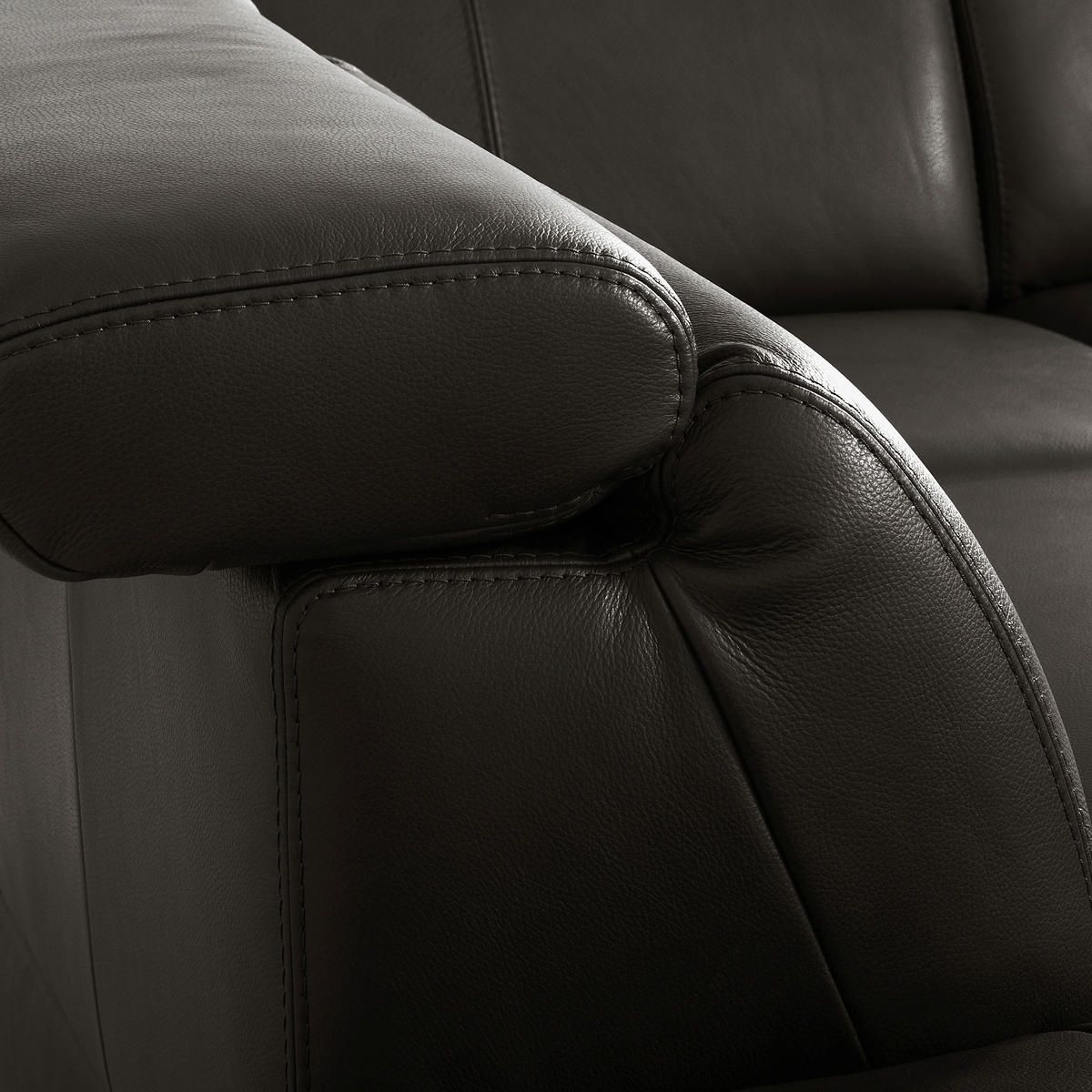ECKSOFA  in Lederlook Echtleder Dunkelbraun  - Dunkelbraun/Schwarz, Design, Leder/Textil (211/264cm) - Livetastic
