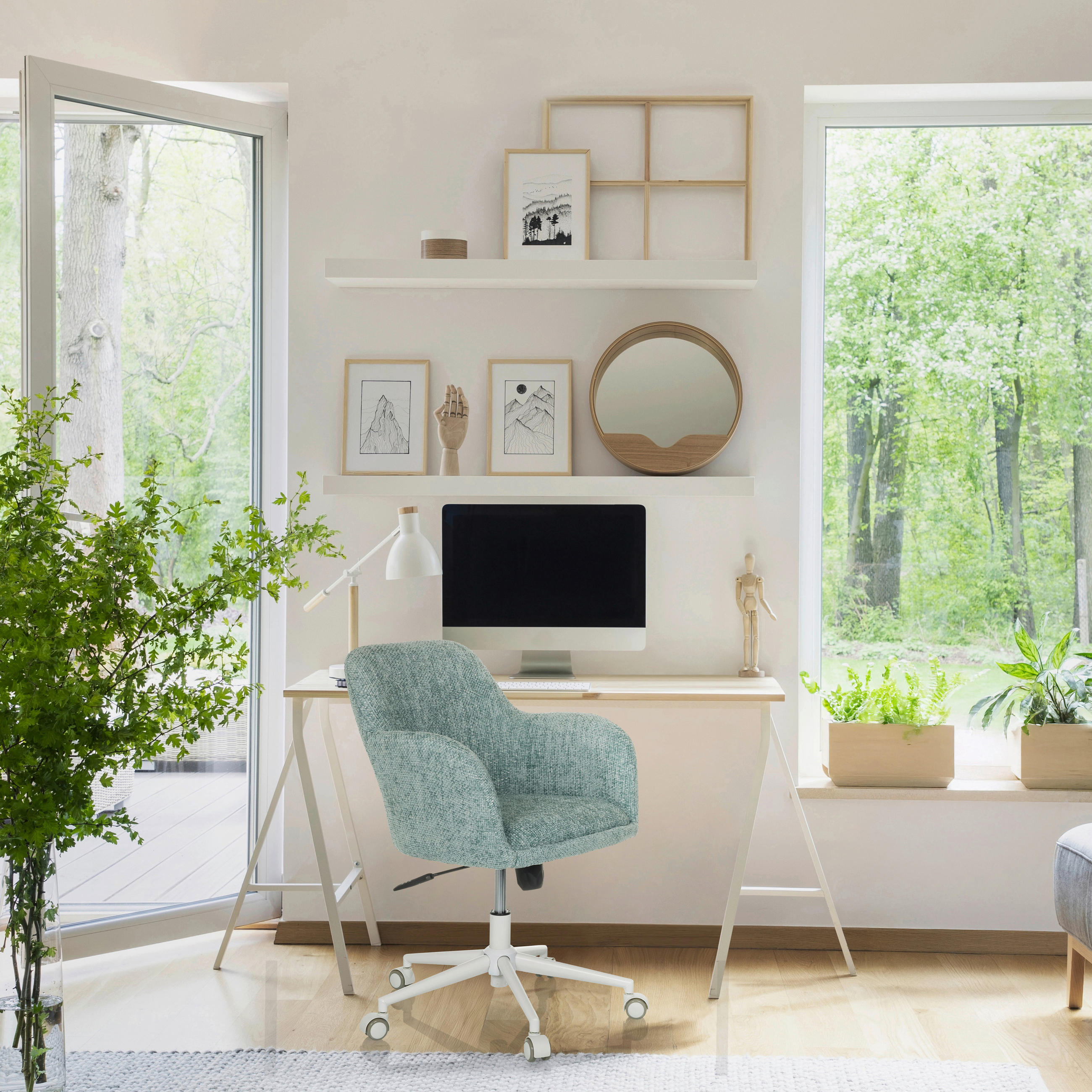 DREHSTUHL Mintgrau  - Mintgrau/Weiß, MODERN, Textil/Metall (58/78/60cm) - MID.YOU