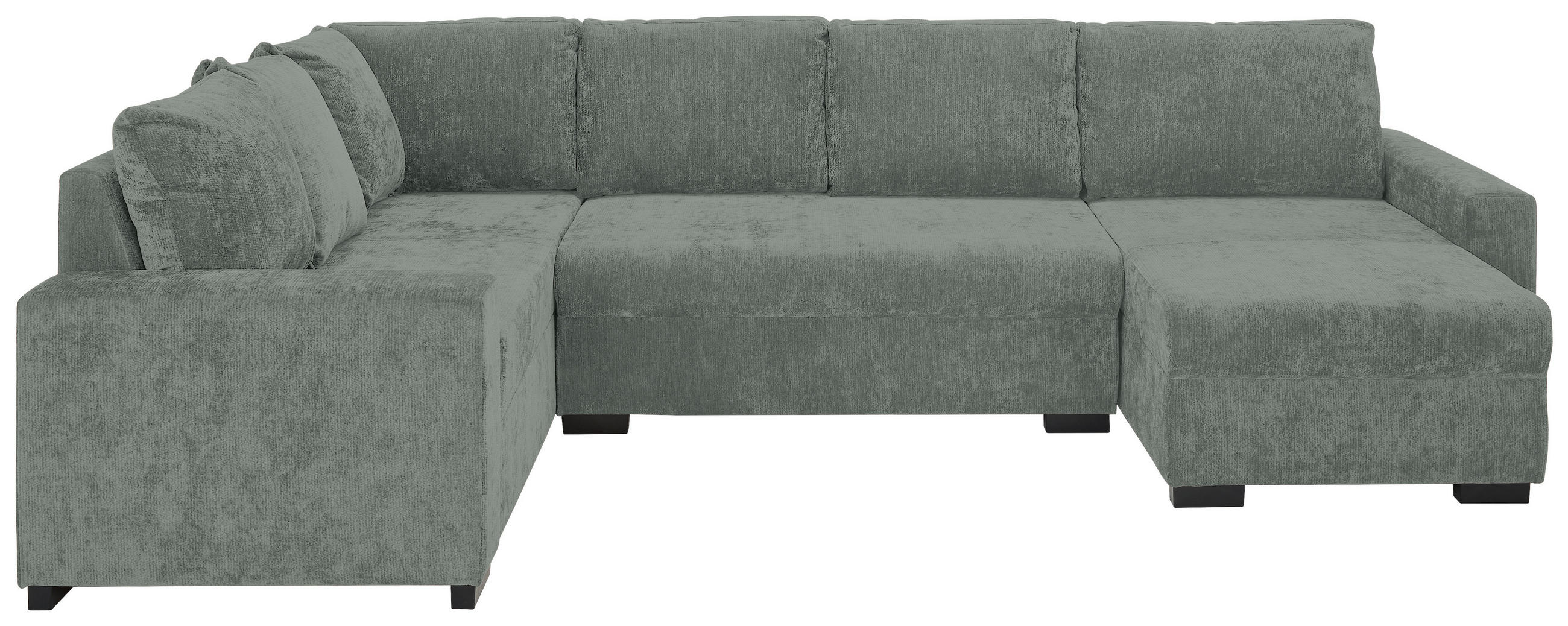 WOHNLANDSCHAFT Hellgrau Chenille  - Hellgrau/Schwarz, KONVENTIONELL, Kunststoff/Textil (183/311/140cm) - Ti'me