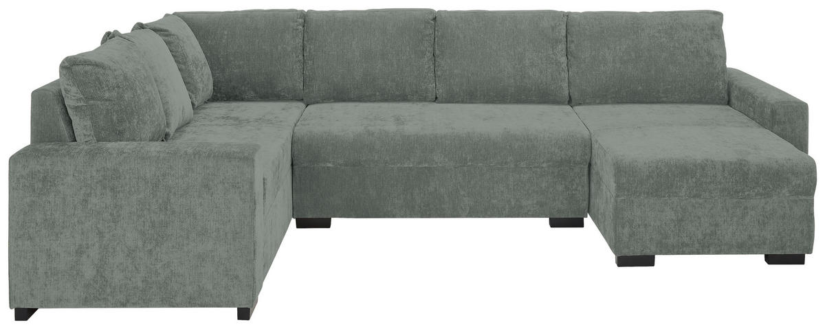 WOHNLANDSCHAFT Hellgrau Chenille  - Hellgrau/Schwarz, KONVENTIONELL, Kunststoff/Textil (183/311/140cm) - Ti'me