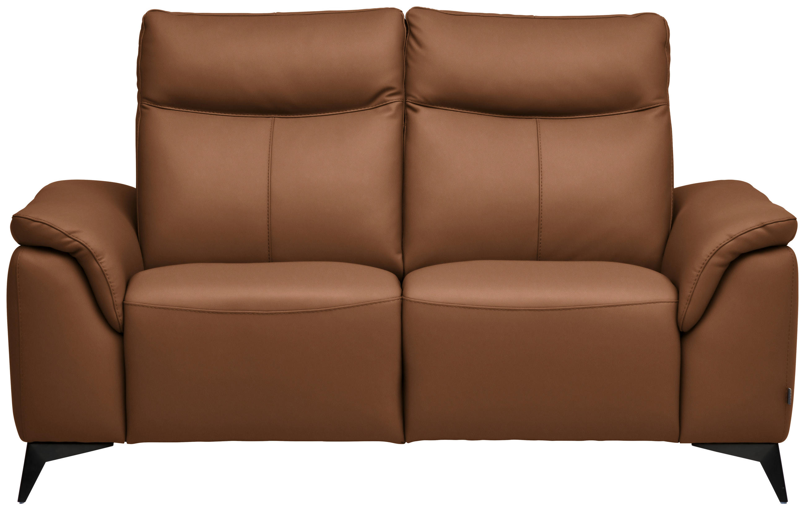 2-SITZER-SOFA  in Echtleder Cognac   - Cognac/Schwarz, Design, Leder/Metall (176/105/98cm) - Belluti