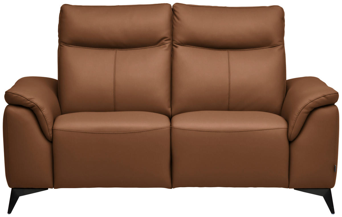 2-SITZER-SOFA  in Echtleder Cognac   - Cognac/Schwarz, Design, Leder/Metall (176/105/98cm) - Belluti