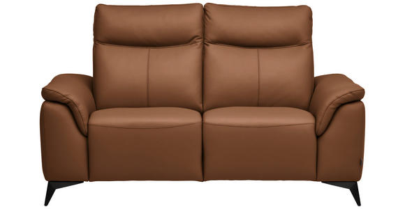 2-SITZER-SOFA  in Echtleder Cognac   - Cognac/Schwarz, Design, Leder/Metall (176/105/98cm) - Belluti