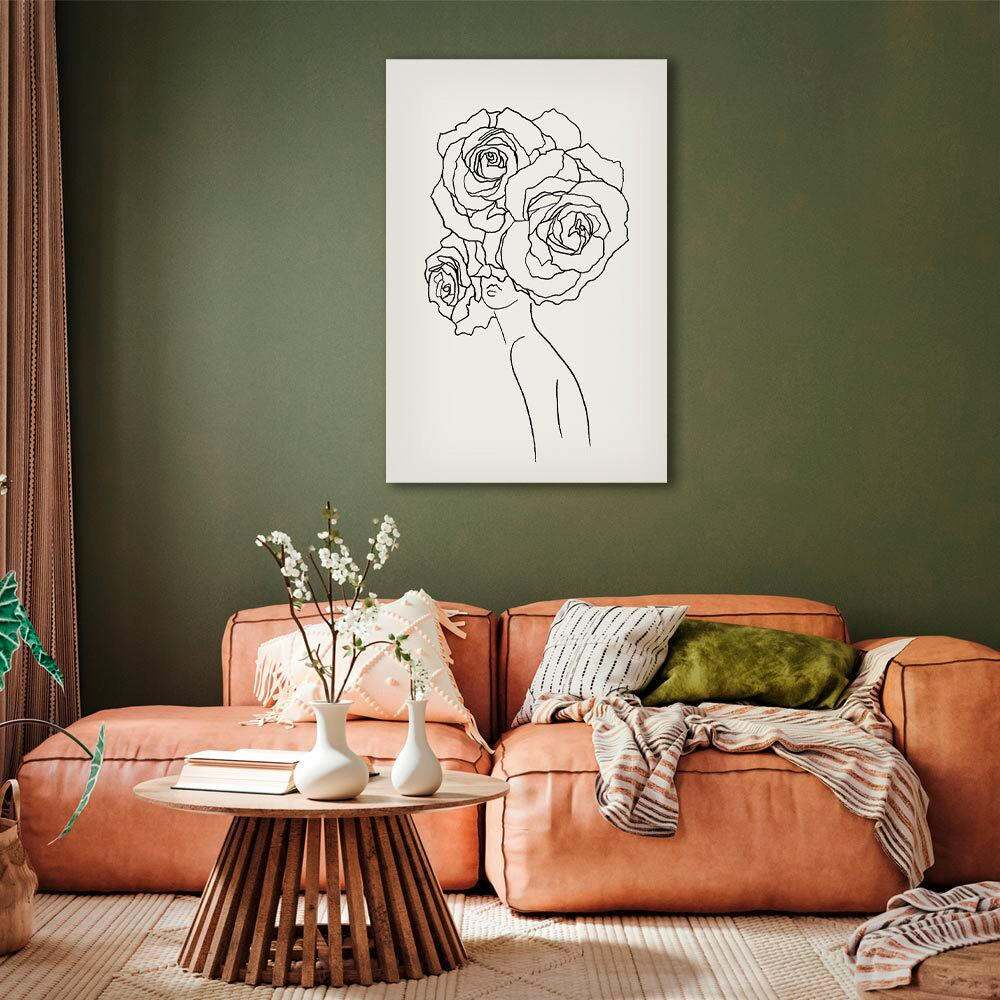 LEINWANDBILD Abstraktes, Menschen, Blumen 80/120/1,2 cm  - Schwarz/Weiß, Basics, Holz/Textil (80/120/1,2cm) - artgeist
