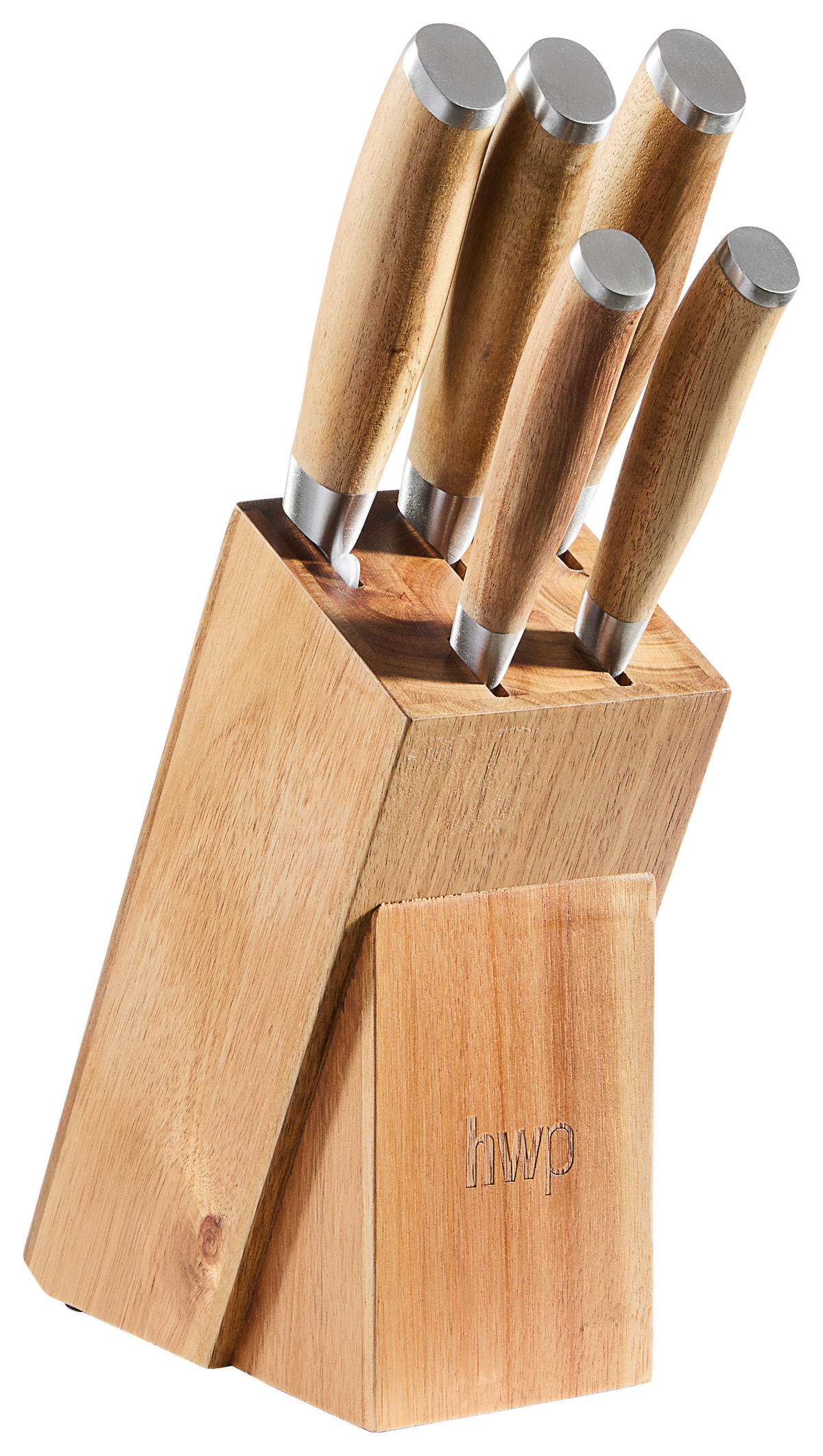 BLOC CUțITE 6 piese Toronto  - culoare lemn acacia, Konventionell, lemn/metal - Homeware Profession.
