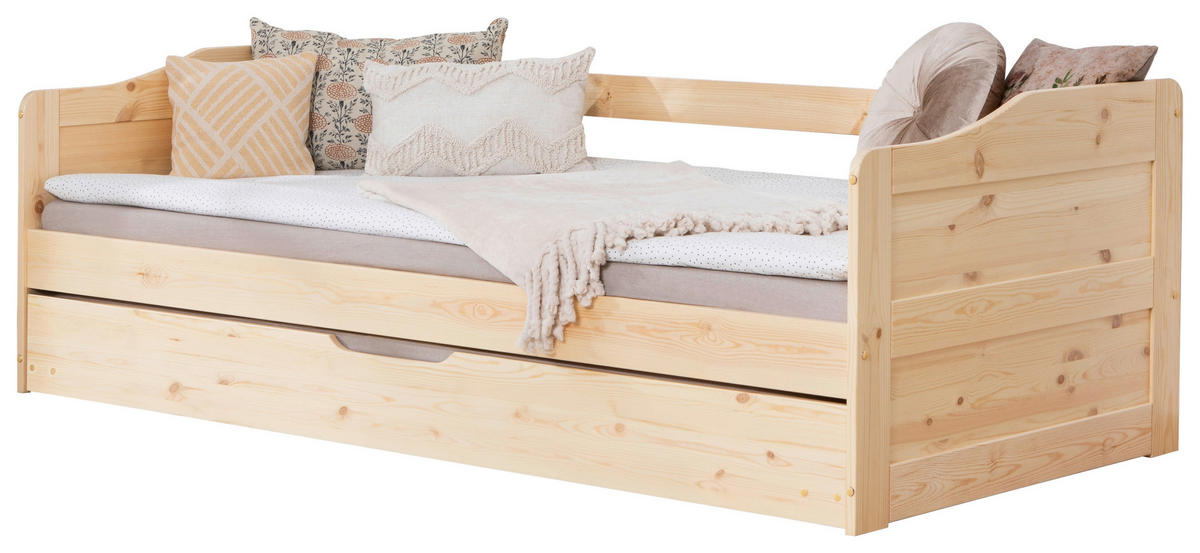 AUSZIEHBETT 90/200 cm,  in Kieferfarben, Bettschublade  - Kieferfarben, Natur, Holz/Kunststoff (90/200cm) - MID.YOU