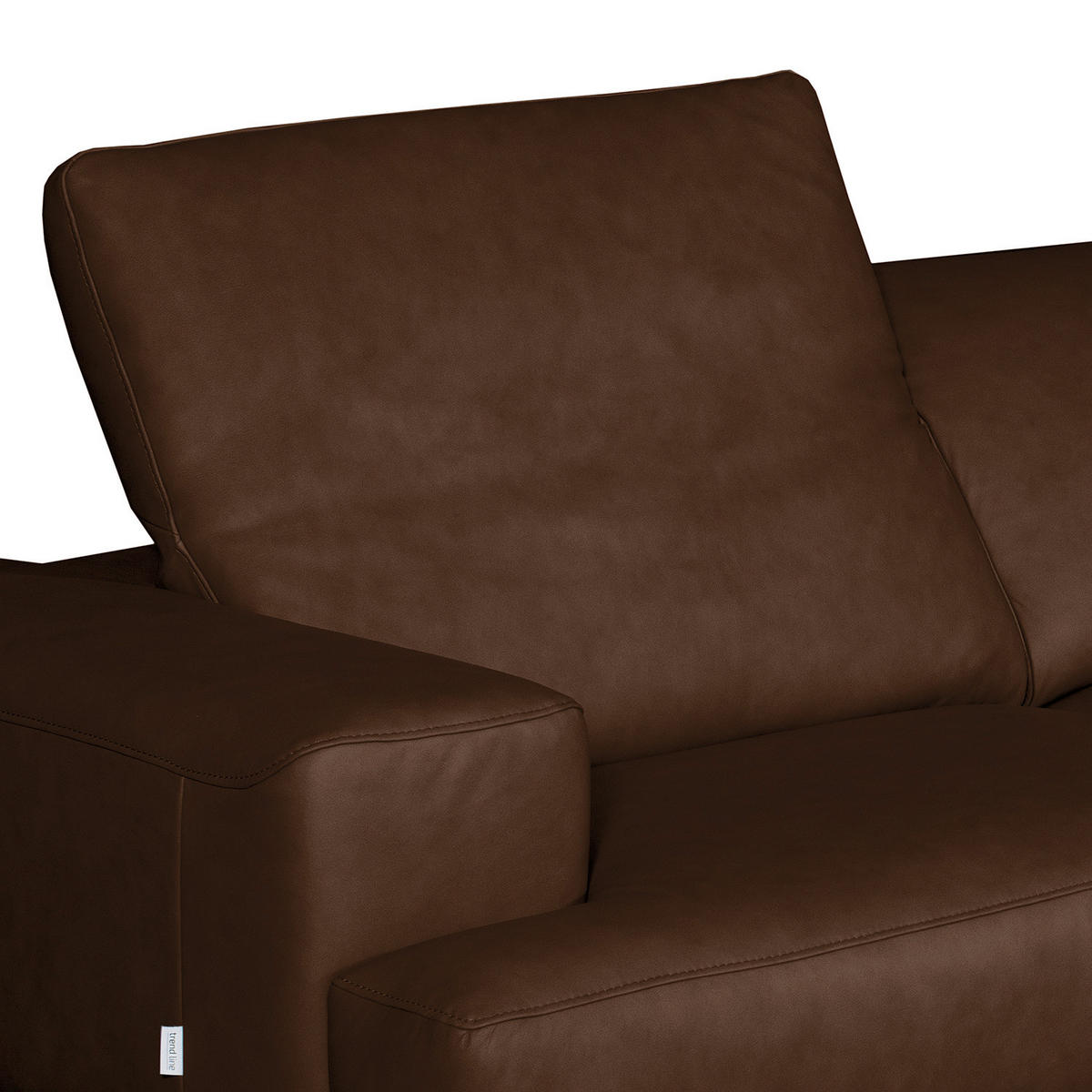 ECKSOFA Dunkelbraun Echtleder Rücken echt, Kopfteilverstellung  - Chromfarben/Dunkelbraun, Design, Leder/Metall (295/187cm) - Livetastic