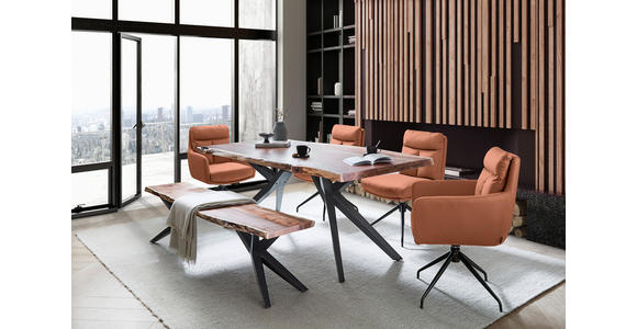 ARMLEHNSTUHL in Eisen Mikrofaser - Cognac/Schwarz, Design, Textil/Metall (62/89,5/65cm) - Novel