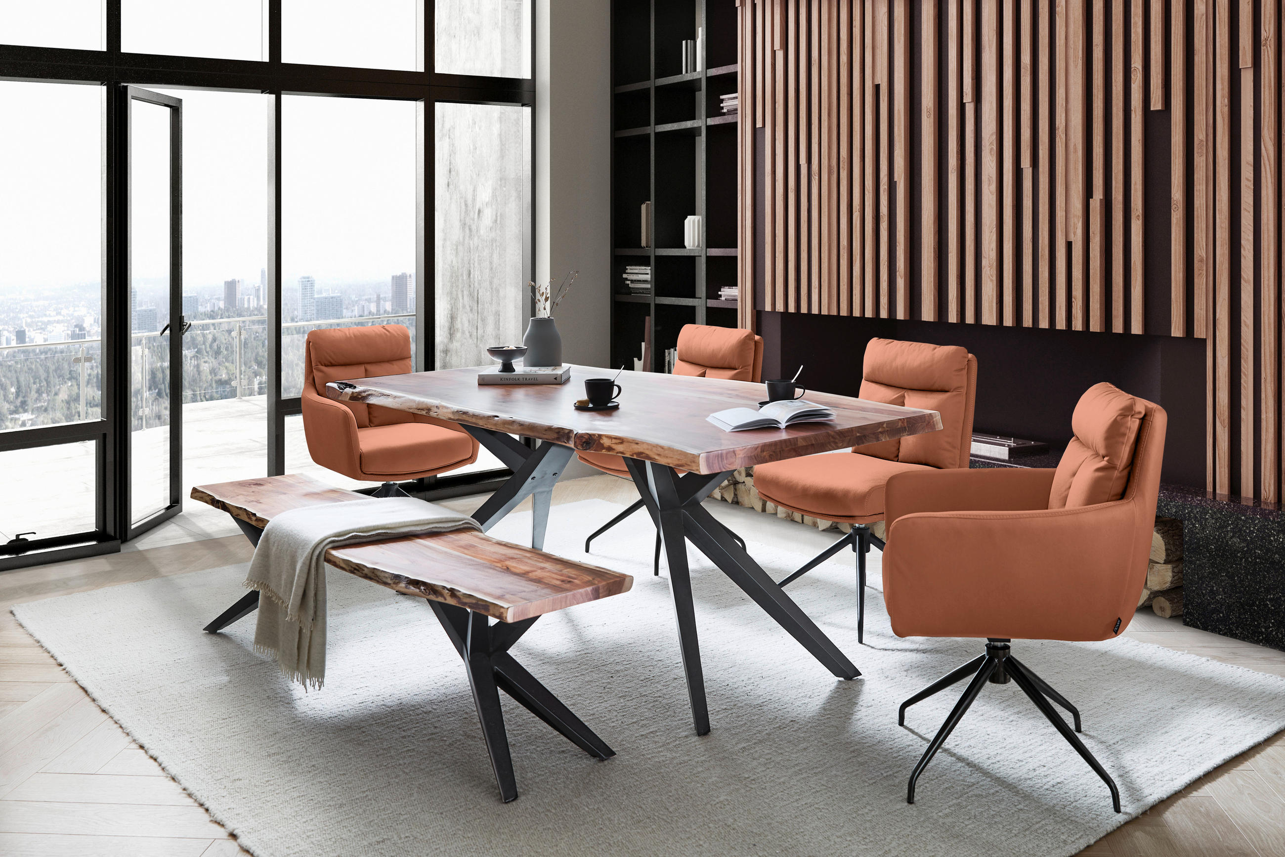 ARMLEHNSTUHL  in Eisen Mikrofaser  - Cognac/Schwarz, Design, Textil/Metall (62/89,5/65cm) - Novel
