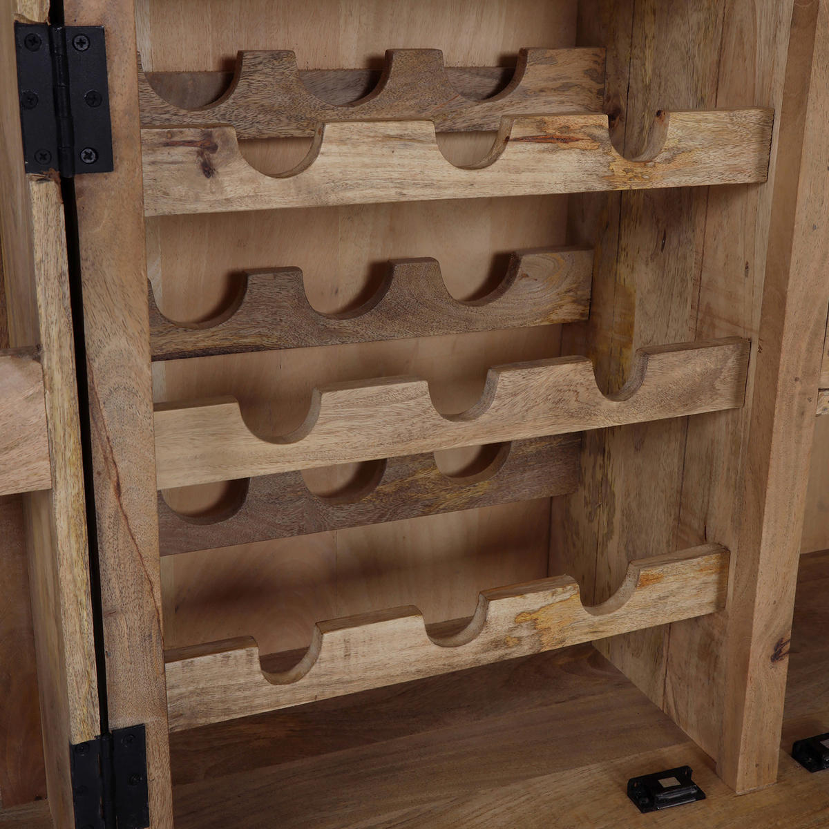 BAR Mangoholz massiv Naturfarben  - Schwarz/Naturfarben, Design, Holz/Metall (100-150/122/55cm) - Landscape