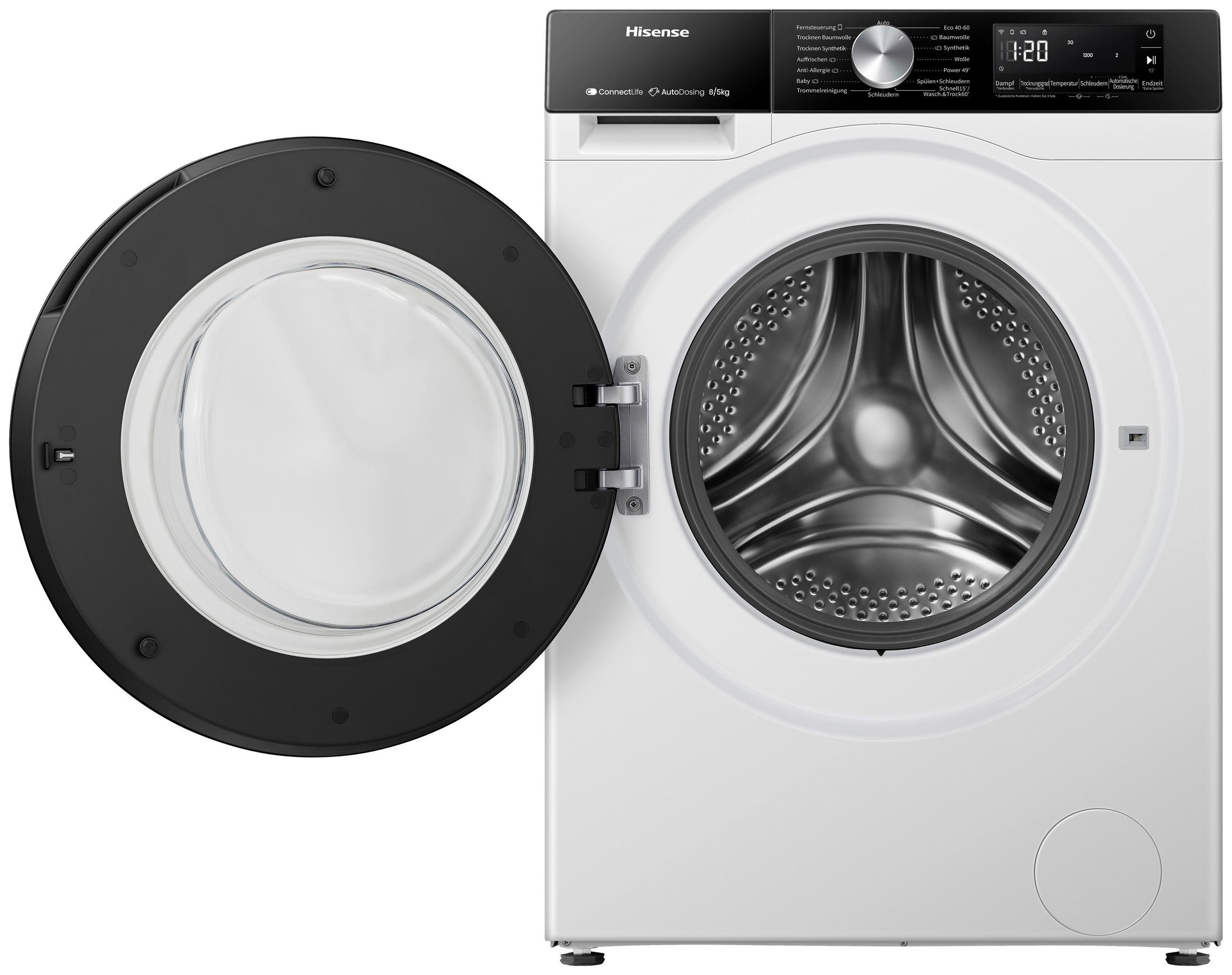 WASCHTROCKNER WD3S8045BW3  - Schwarz/Weiß, Basics, Glas/Kunststoff (59,5/84,5/51cm) - Hisense