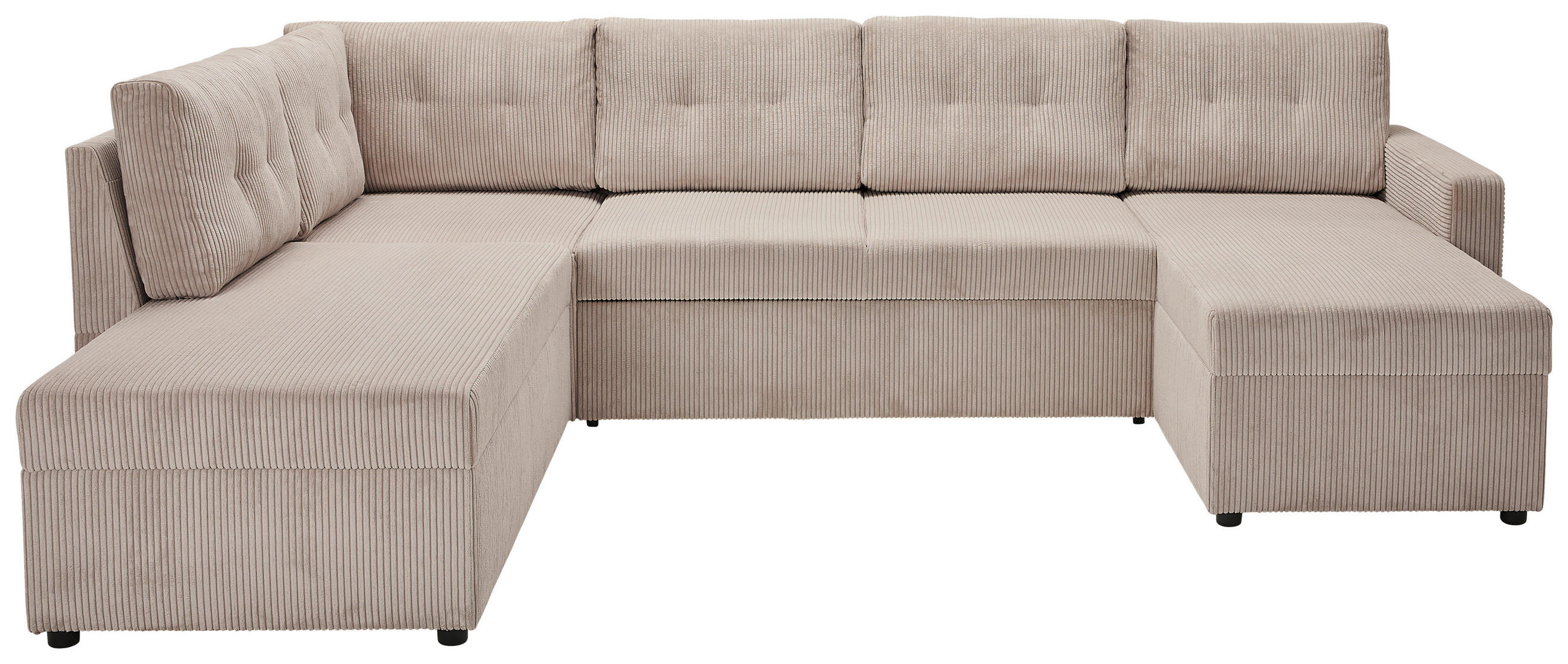 WOHNLANDSCHAFT Taupe Cord  - Taupe/Schwarz, KONVENTIONELL, Kunststoff/Textil (212/293/155cm) - Ti'me
