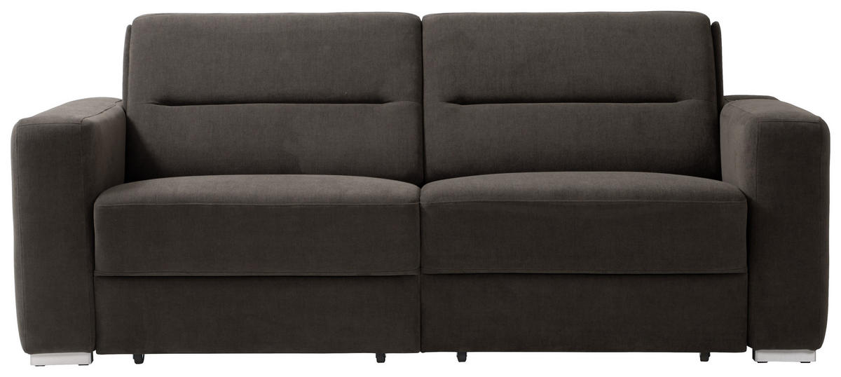 SCHLAFSOFA in Chenille Dunkelbraun  - Dunkelbraun, KONVENTIONELL, Textil/Metall (202/86/92cm) - Sedda