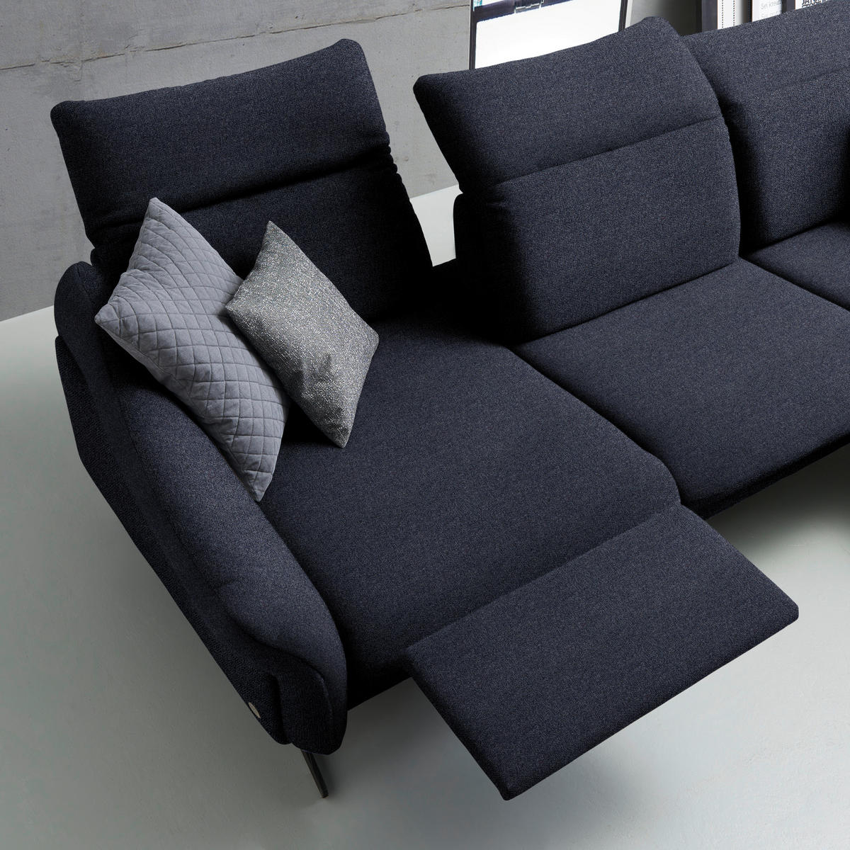 ECKSOFA in Webstoff Dunkelblau  - Anthrazit/Dunkelblau, Design, Textil/Metall (299/203cm) - Himolla