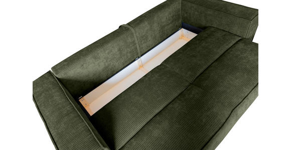 BIGSOFA Flachgewebe Dunkelgrün  - Chromfarben/Dunkelgrün, KONVENTIONELL, Textil/Metall (256/68/122cm) - Carryhome