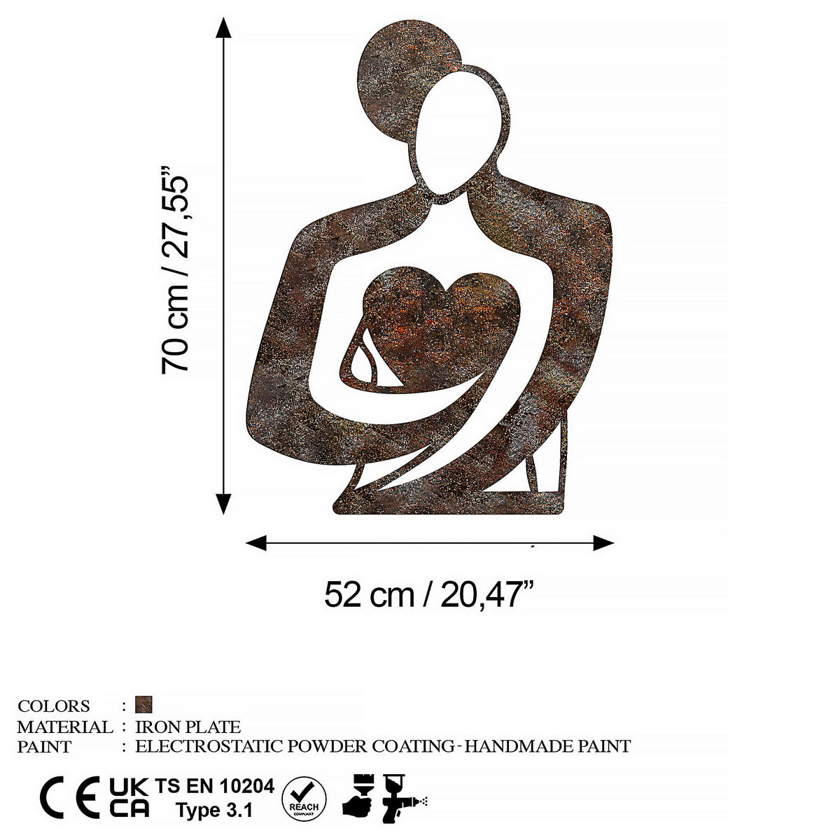 METALLBILD  - Bronzefarben, Basics, Metall (70/52cm)