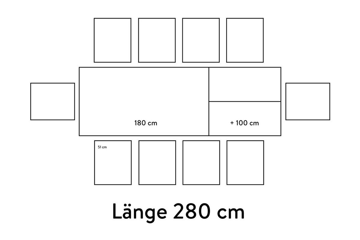 ESSTISCH Schwarz, Nussbaumfarben rechteckig  ausziehbar, in verschiedenen Holzdekoren erhältlich  - Nussbaumfarben/Schwarz, Basics, Holzwerkstoff/Metall (180-280/95/76cm) - Celina Home