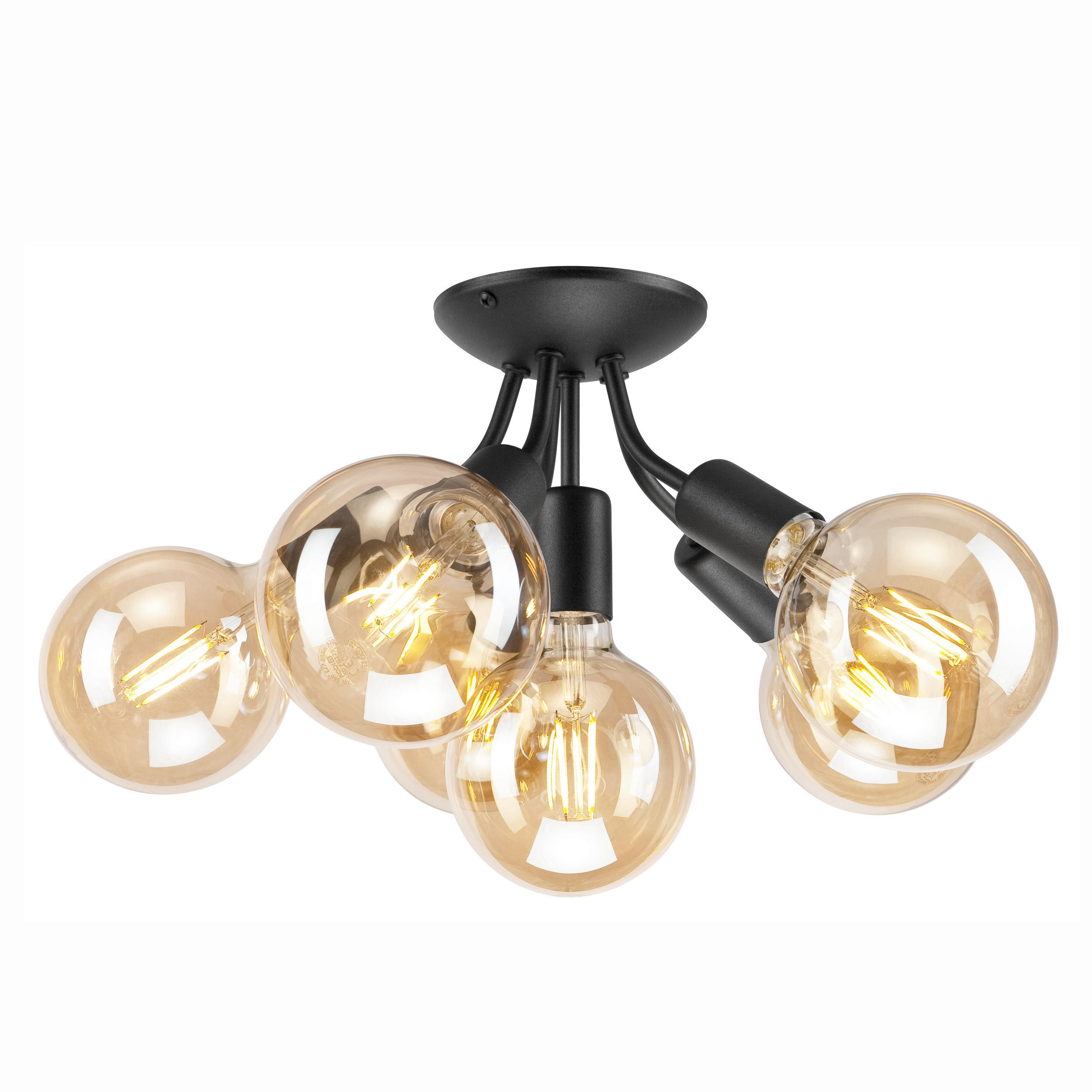 DECKENLEUCHTE 17/12/28 cm  - Schwarz Hochglanz, Basics, Metall (17/12/28cm)