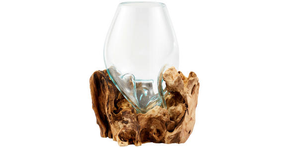 VASE 30 cm  - Klar/Transparent, Natur, Glas/Holz (20/30cm) - Ambia Home