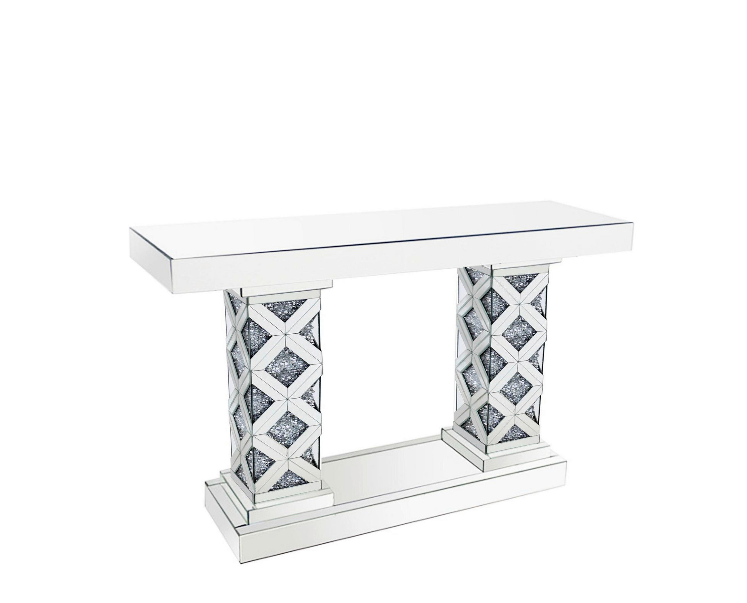 KONSOLENTISCH in Holz, Glas    - Silberfarben, Trend, Glas/Holz (120cm) - Ambia Home