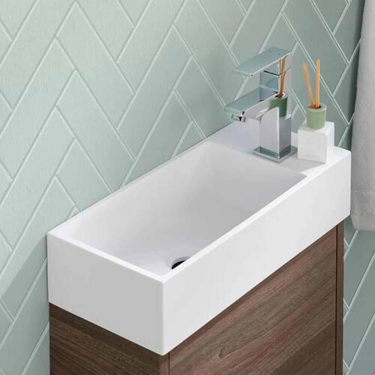 BADEZIMMER  in 45 cm  - Braun/Weiß, KONVENTIONELL, Glas/Holzwerkstoff (45cm) - Emilio Belluti