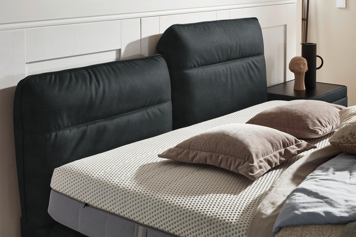 BOXSPRINGBETT 200/200 cm  in Anthrazit  - Anthrazit/Schwarz, Design, Textil/Metall (200/200cm) - Johann Jakob