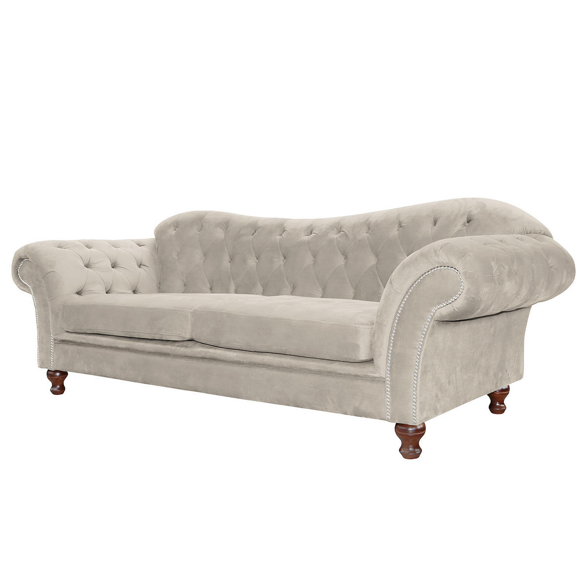 3-SITZER-SOFA SHEFFIELD Mikrofaser Beige  - Beige/Braun, Design, Holz/Textil (230/92/90cm) - P & B