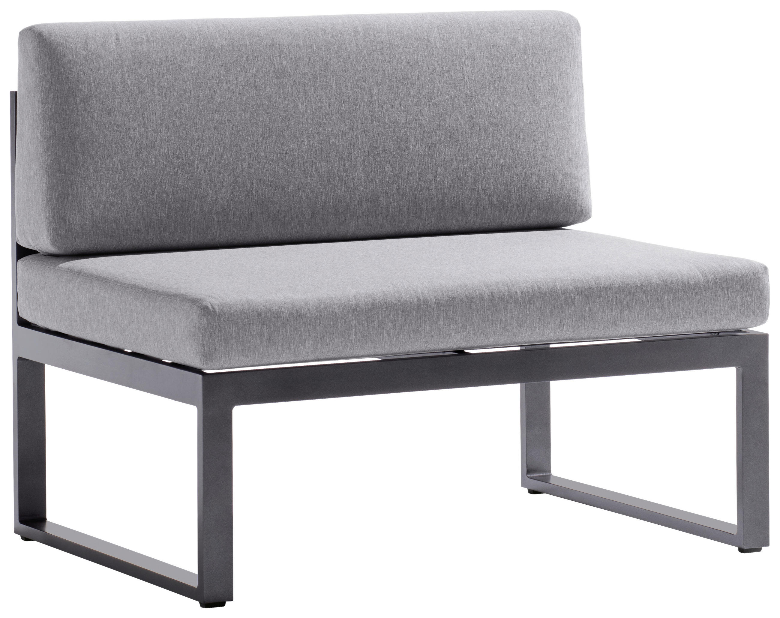 LOUNGEMITTELTEIL - Hellgrau/Grau, Basics, Textil/Metall (100/72/69cm) - Sieger