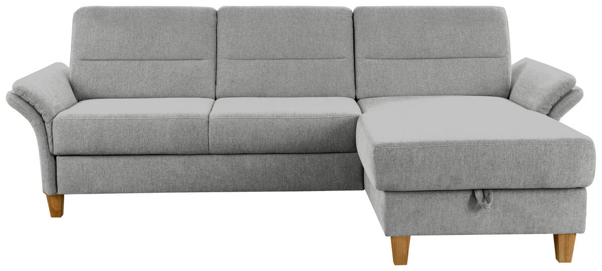 ECKSOFA in Flachgewebe Hellgrau  - Eichefarben/Hellgrau, Konventionell, Holz/Textil (252/162cm) - Sit & More