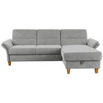 ECKSOFA inkl. Funktion Hellgrau Flachgewebe  - Eichefarben/Hellgrau, KONVENTIONELL, Holz/Textil (252/162cm) - Cantus