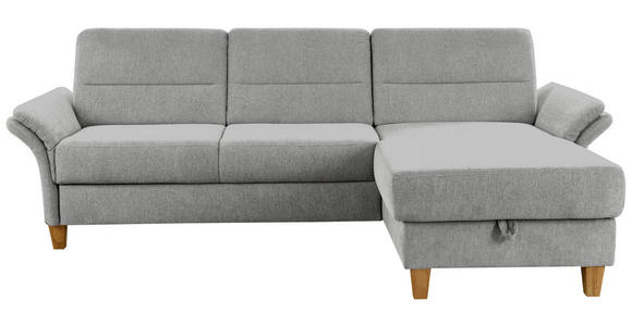 ECKSOFA inkl. Funktion Hellgrau Flachgewebe  - Eichefarben/Hellgrau, KONVENTIONELL, Holz/Textil (252/162cm) - Cantus