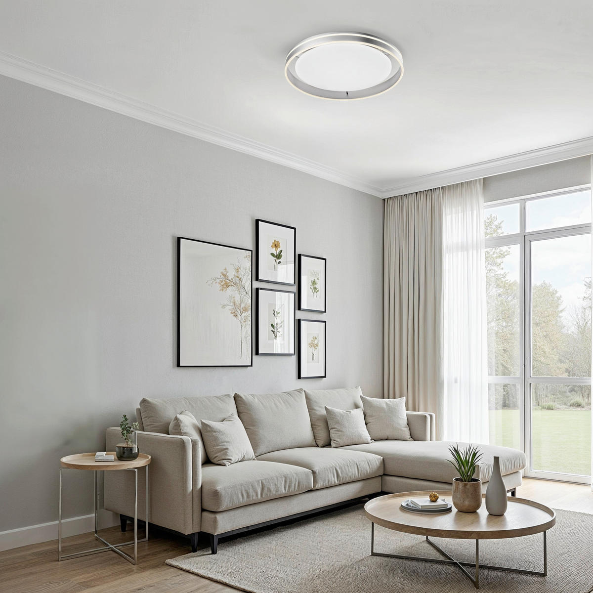 LED-DECKENLEUCHTE  Smart   - Silberfarben, Design, Glas/Kunststoff (59/59cm) - Paul Neuhaus