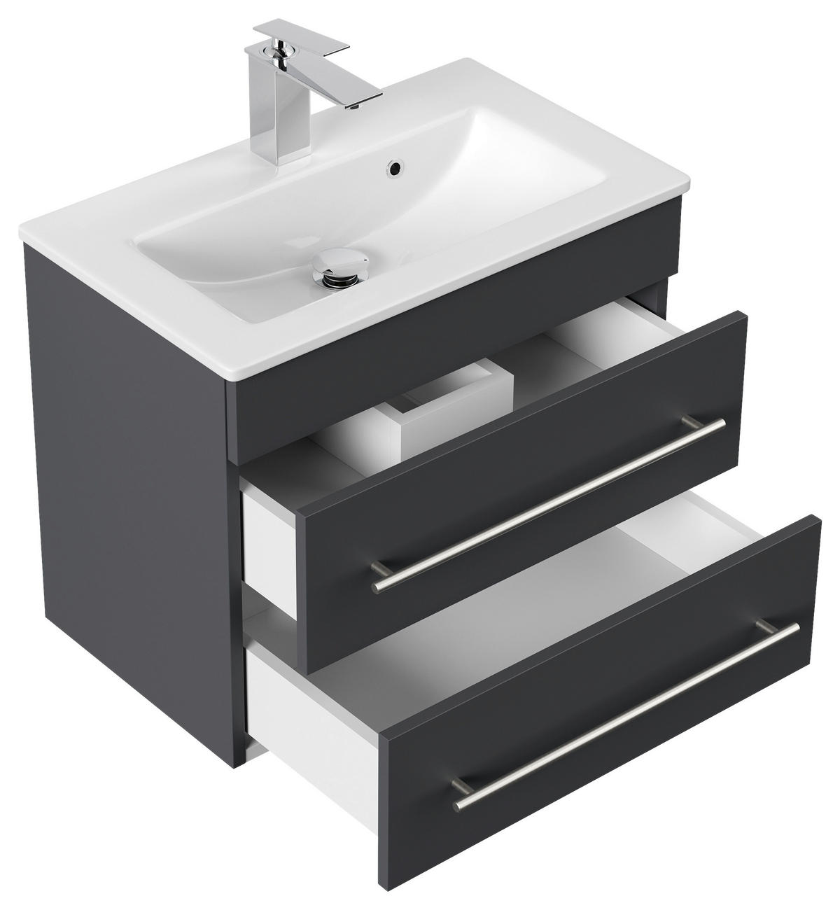 BADEZIMMER  in 60,6 cm  - Silberfarben/Graphitfarben, MODERN, Keramik/Holzwerkstoff (60,6cm) - MID.YOU