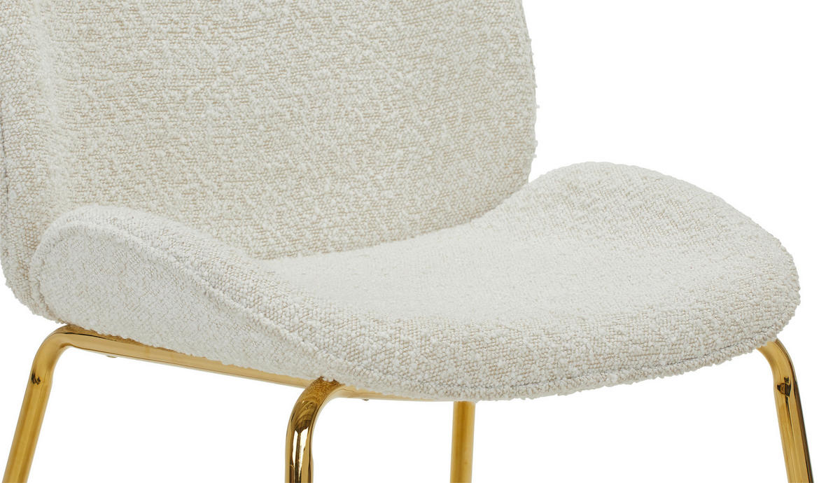 STUHL   Webstoff  - Weiss/Goldfarben, Trend, Holz/Textil (46/86/60cm) - P & B