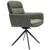 ARMLEHNSTUHL  inklusive Armlehnen, Sitzfläche 180° drehbar, automatische Rückholfunktion Mikrofaser Echtleder  - Anthrazit/Schwarz, Design, Leder/Textil (58/89/67cm) - Novel