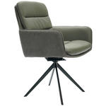 ARMLEHNSTUHL  inklusive Armlehnen, Sitzfläche 180° drehbar, automatische Rückholfunktion Mikrofaser Echtleder  - Anthrazit/Schwarz, Design, Leder/Textil (58/89/67cm) - Novel
