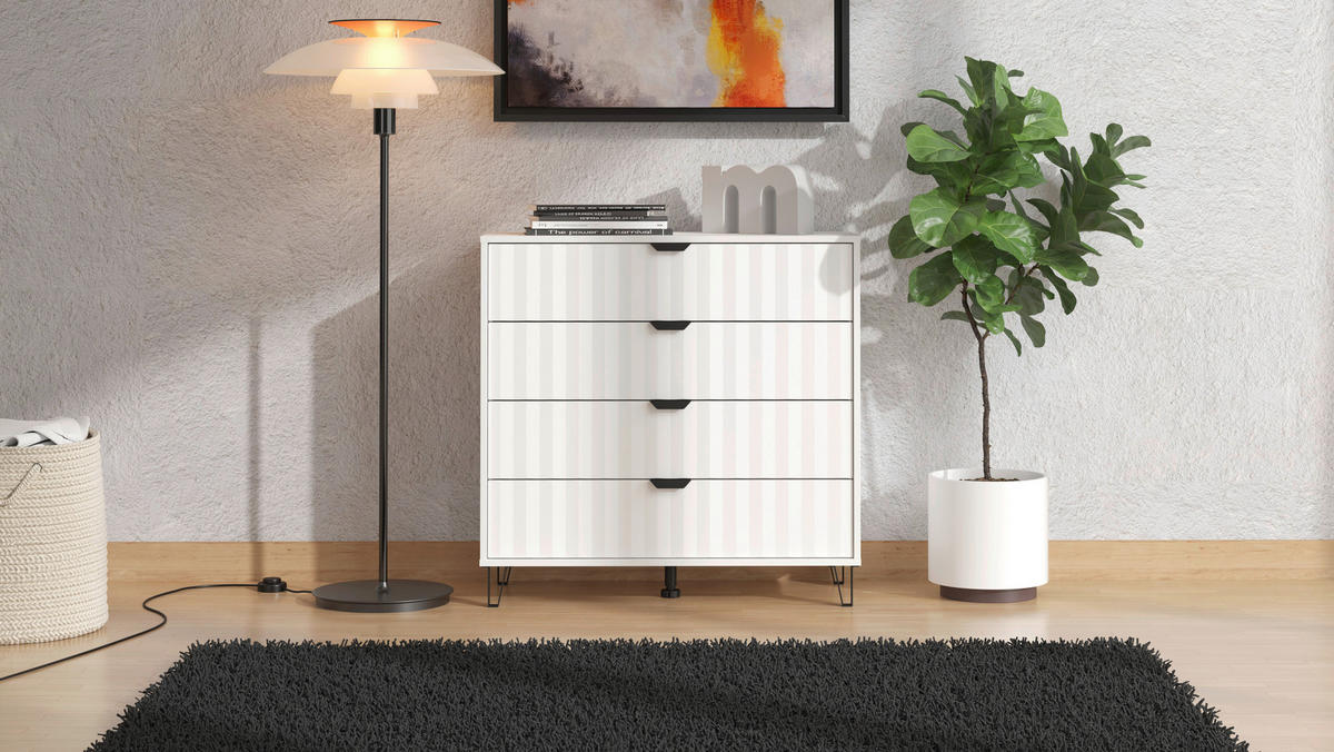 KOMÓD 93/90/40 cm  - fekete/fehér, Basics, faalapú anyag/fém (93/90/40cm) - Xora