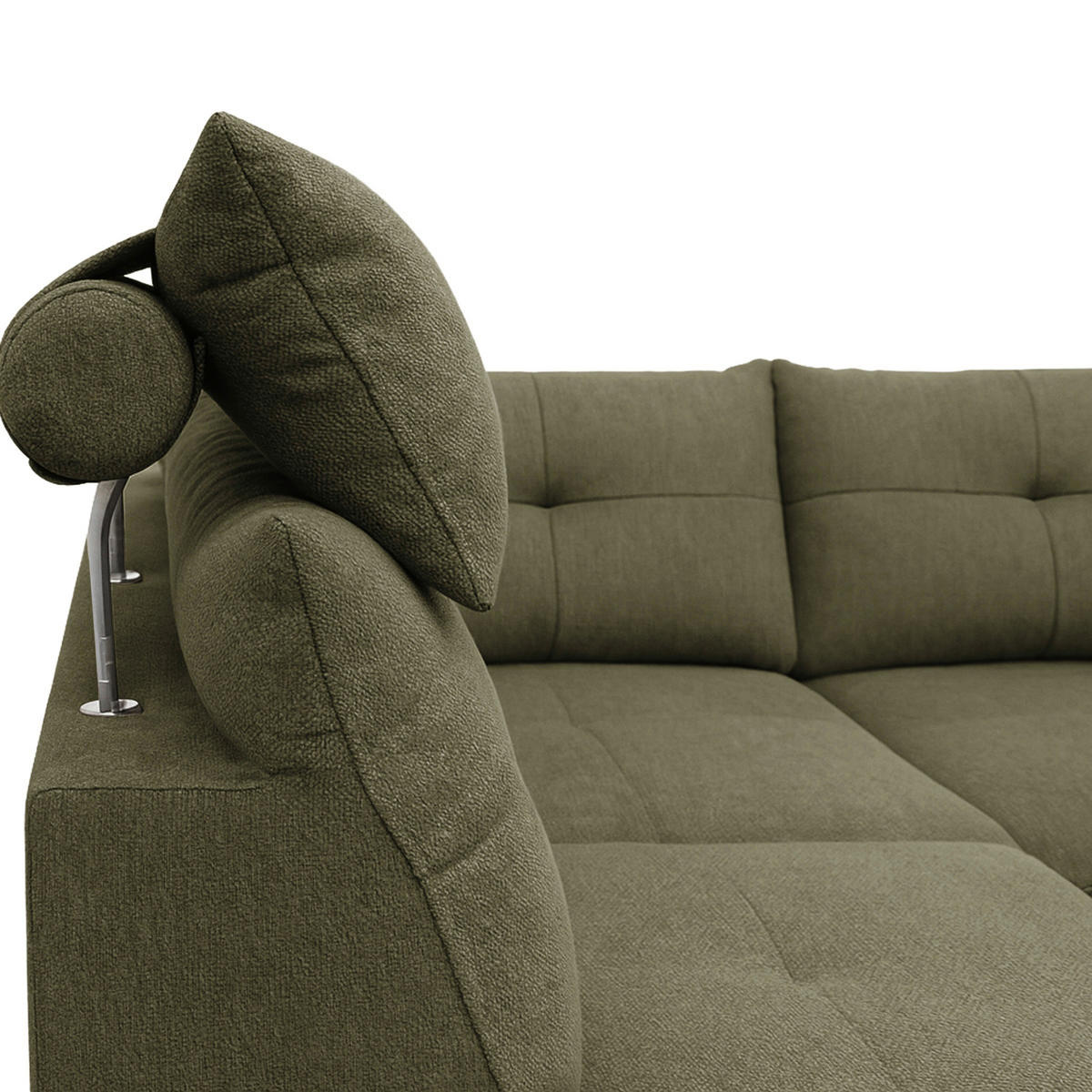 ECKSOFA SOLEI Grün Chenille Zierkissen, Bettkasten, Kopfstütze  - Schwarz/Grün, Design, Kunststoff/Textil (203/265cm) - MID.YOU