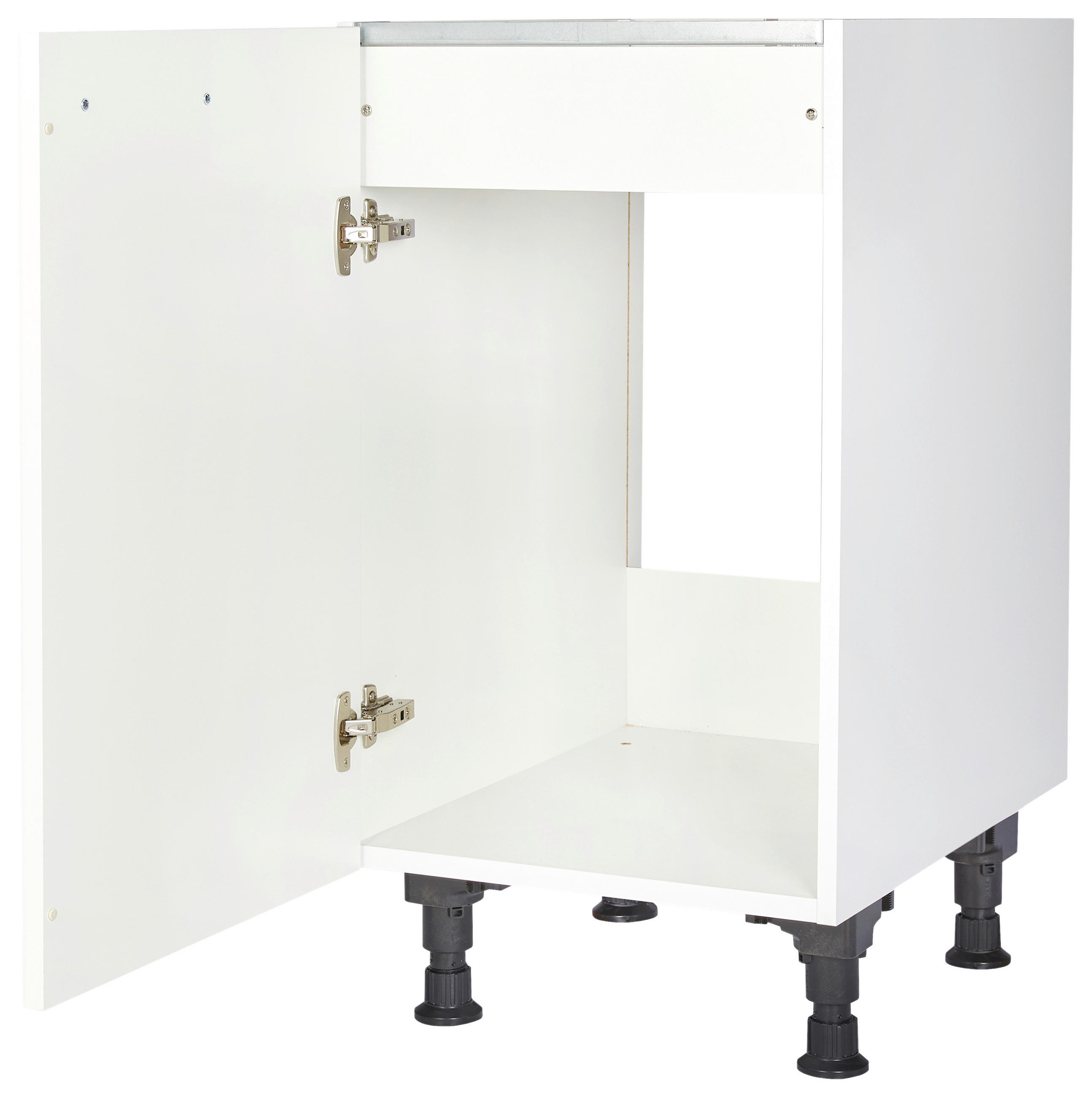 SPÜLENUNTERSCHRANK 45/87/56 cm  in Weiß  - Edelstahlfarben/Weiß, MODERN, Holzwerkstoff/Metall (45/87/56cm) - Nobilia