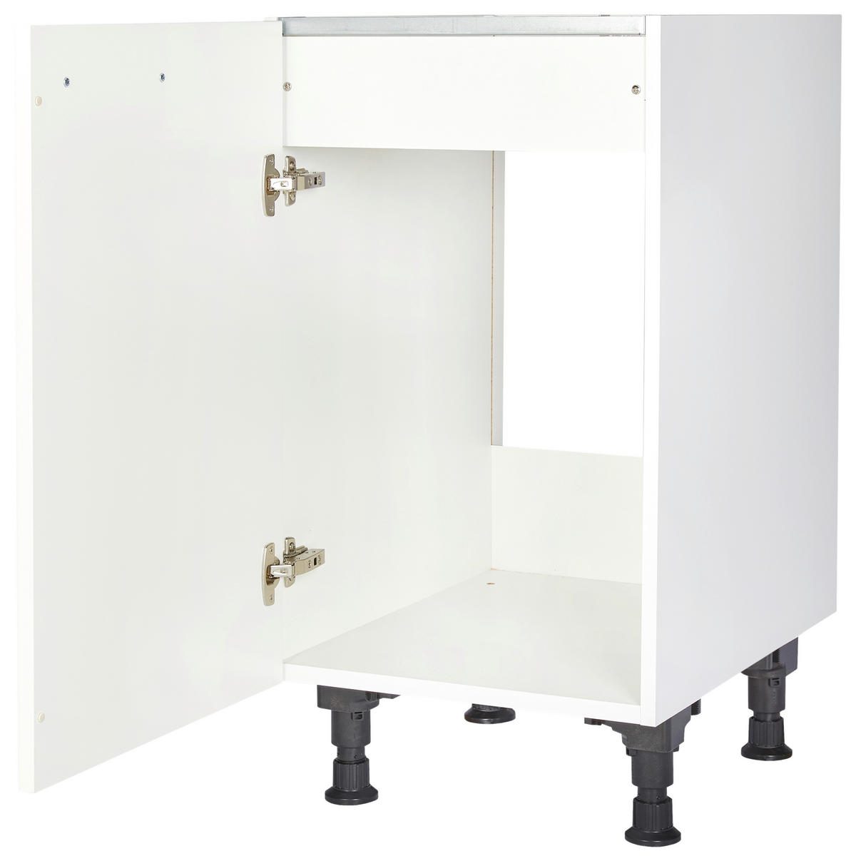 SPÜLENUNTERSCHRANK 45/87/56 cm  in Weiß  - Edelstahlfarben/Weiß, MODERN, Holzwerkstoff/Metall (45/87/56cm) - Nobilia