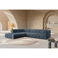 ECKSOFA Samt Dunkelblau  - Schwarz/Dunkelblau, Design, Kunststoff/Textil (228/325cm) - P & B