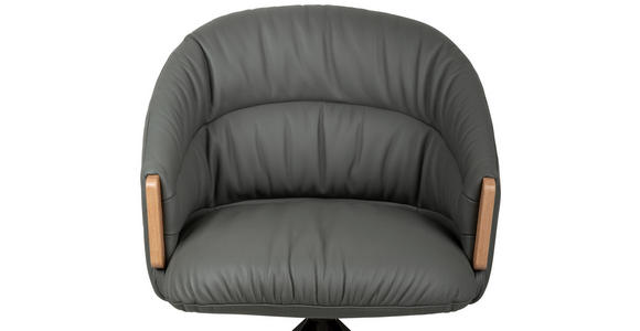 ARMLEHNSTUHL  Sitzfläche 360° drehbar, automatische Rückholfunktion  Echtleder  - Anthrazit/Schwarz, Design, Leder/Holz (61/84/62cm) - Valnatura