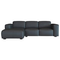 ECKSOFA Schwarz Echtleder  - Schwarz, Design, Leder/Holz (171/251cm) - Livetastic