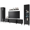 WOHNWAND 4-teilig  Schwarz 260/159,5/33 cm  - Schwarz, Trend, Glas/Holzwerkstoff (260/159,5/33cm) - P & B