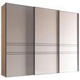 SCHWEBETÜRENSCHRANK 280/222/68 cm 3-türig Sandfarben, Eiche Artisan  - Sandfarben/Graphitfarben, Design, Glas/Holzwerkstoff (280/222/68cm) - Moderano