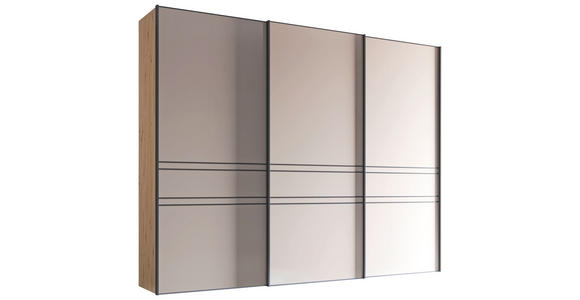 SCHWEBETÜRENSCHRANK 280/222/68 cm 3-türig Sandfarben, Eiche Artisan  - Sandfarben/Graphitfarben, Design, Glas/Holzwerkstoff (280/222/68cm) - Moderano