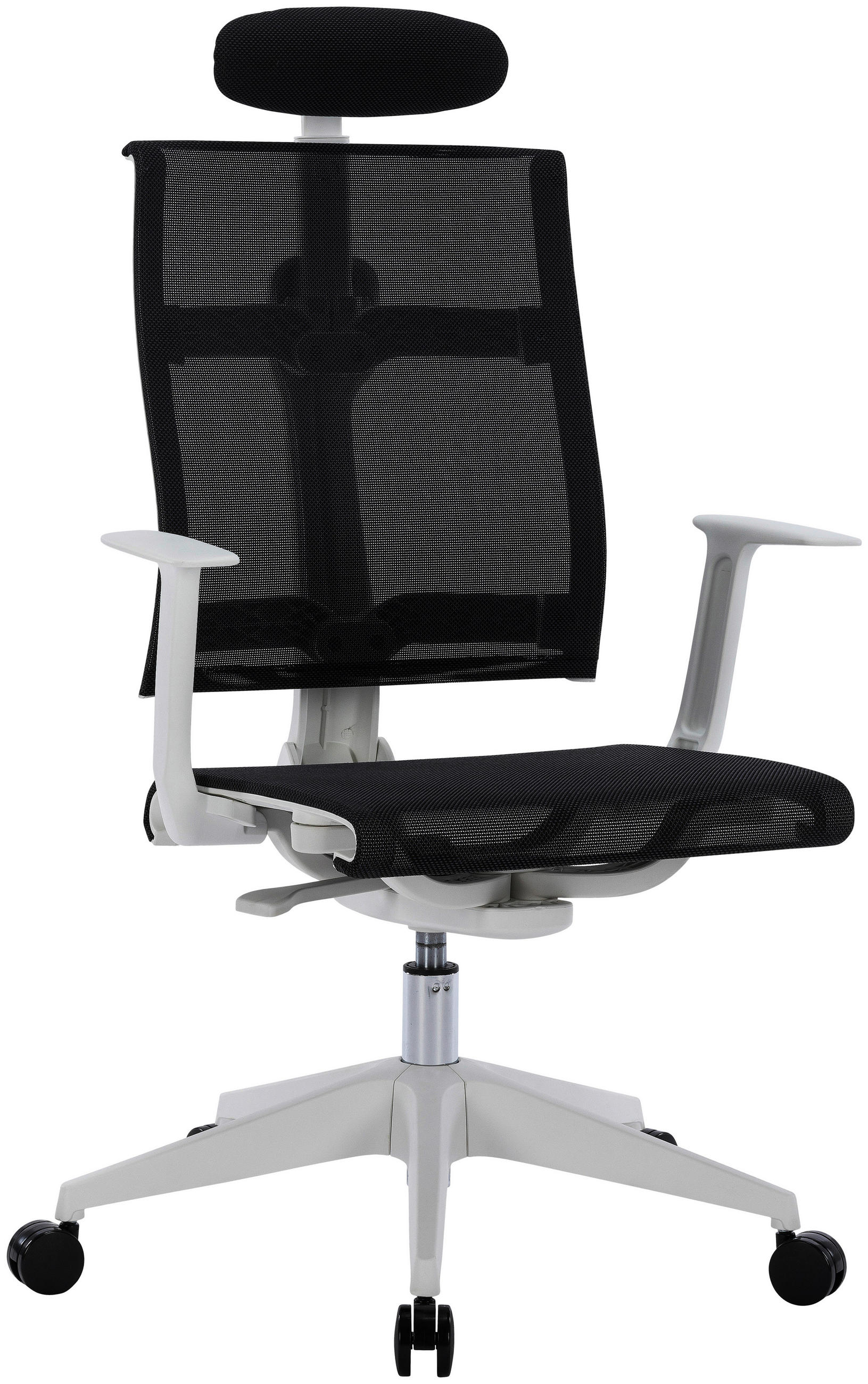 DREHSTUHL Netzbespannung Schwarz, Weiß  - Schwarz/Weiß, KONVENTIONELL, Kunststoff/Textil (64/108-117,5/64cm) - Boxxx