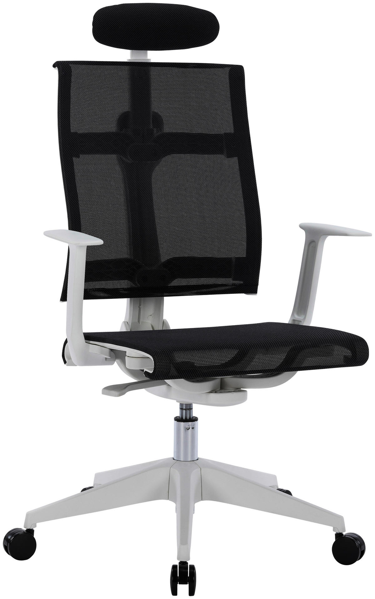 DREHSTUHL Netzbespannung Schwarz, Weiß  - Schwarz/Weiß, KONVENTIONELL, Kunststoff/Textil (64/108-117,5/64cm) - Boxxx